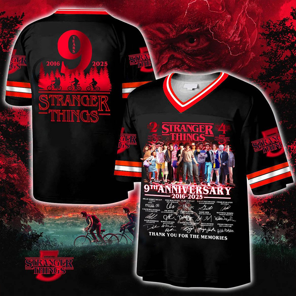 Stranger Things 9th Anniversary 2016 2025 Football Jersey Stranger Things Merch Fans Gifts-1