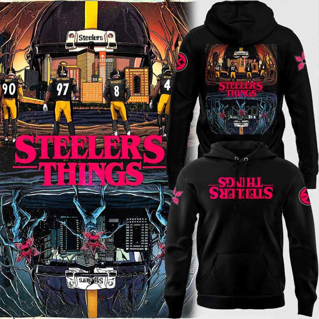 Stranger Things x Pittsburgh Steelers Hoodie Fan Merch Christmas Gift Ideas For Him-1