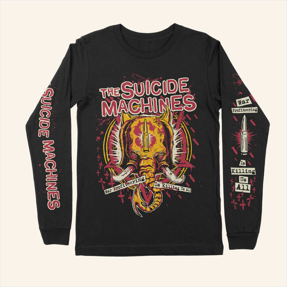 Suicide Machines Detroit Merch War Profiteering Is Killing Us All Long Sleeve Shirt Him Gifts-1