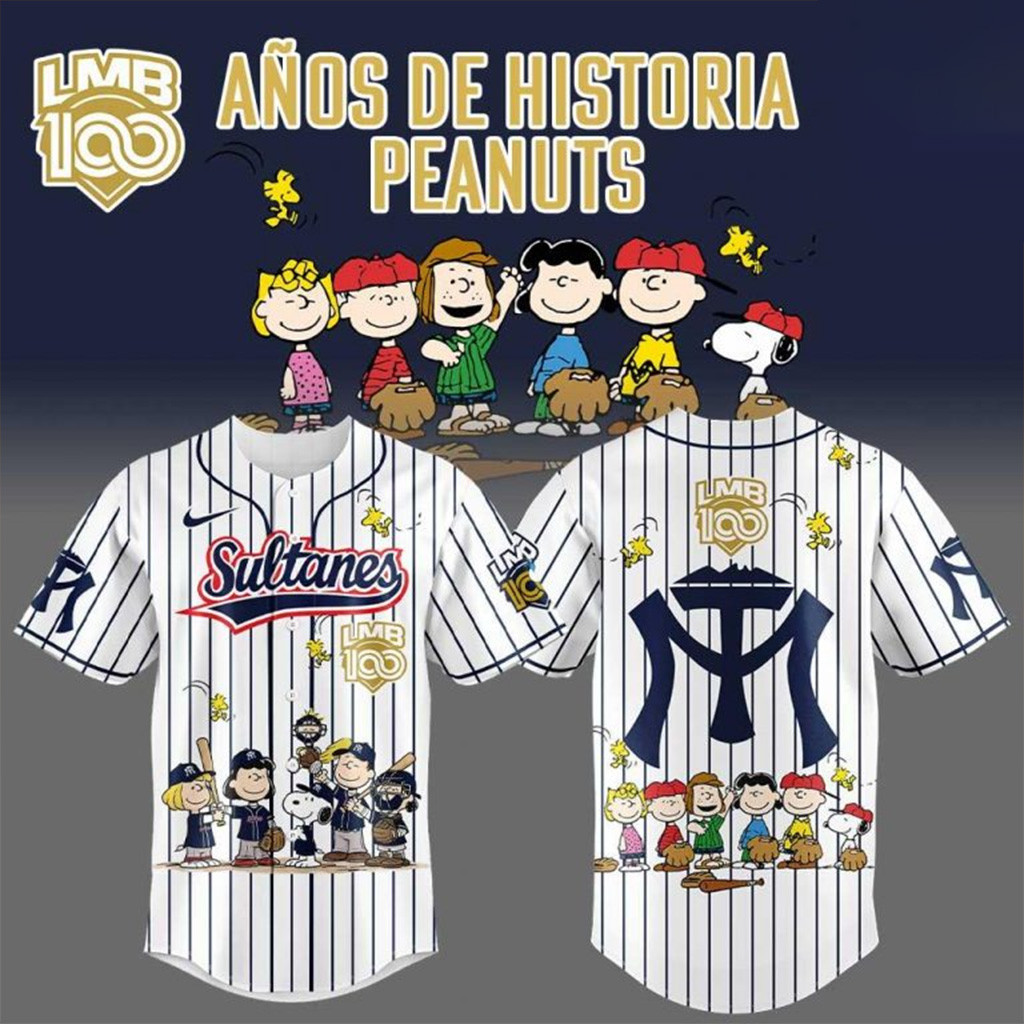 Sultanes De Monterrey 100 Anos De Historia Peanuts Night Special Baseball Jersey Fans Gifts-1