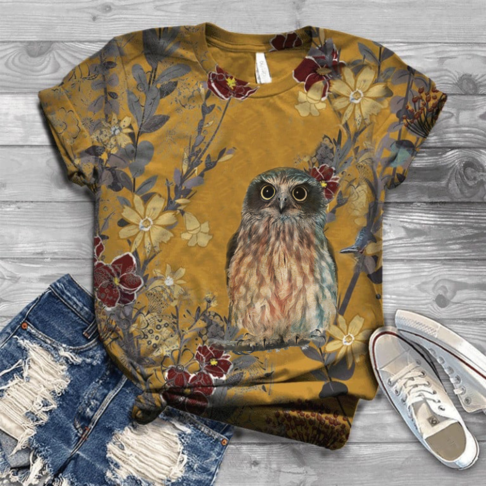 Summer Owl Shirt Cool Design Animal Tee Shirt Women Gifts For Owl Lovers-1