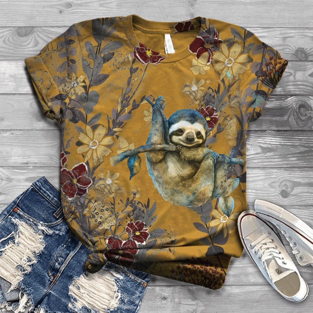 Summer Sloth Shirt Sloth Lovers Cute Design T-Shirt Gifts For Girlfriend-1