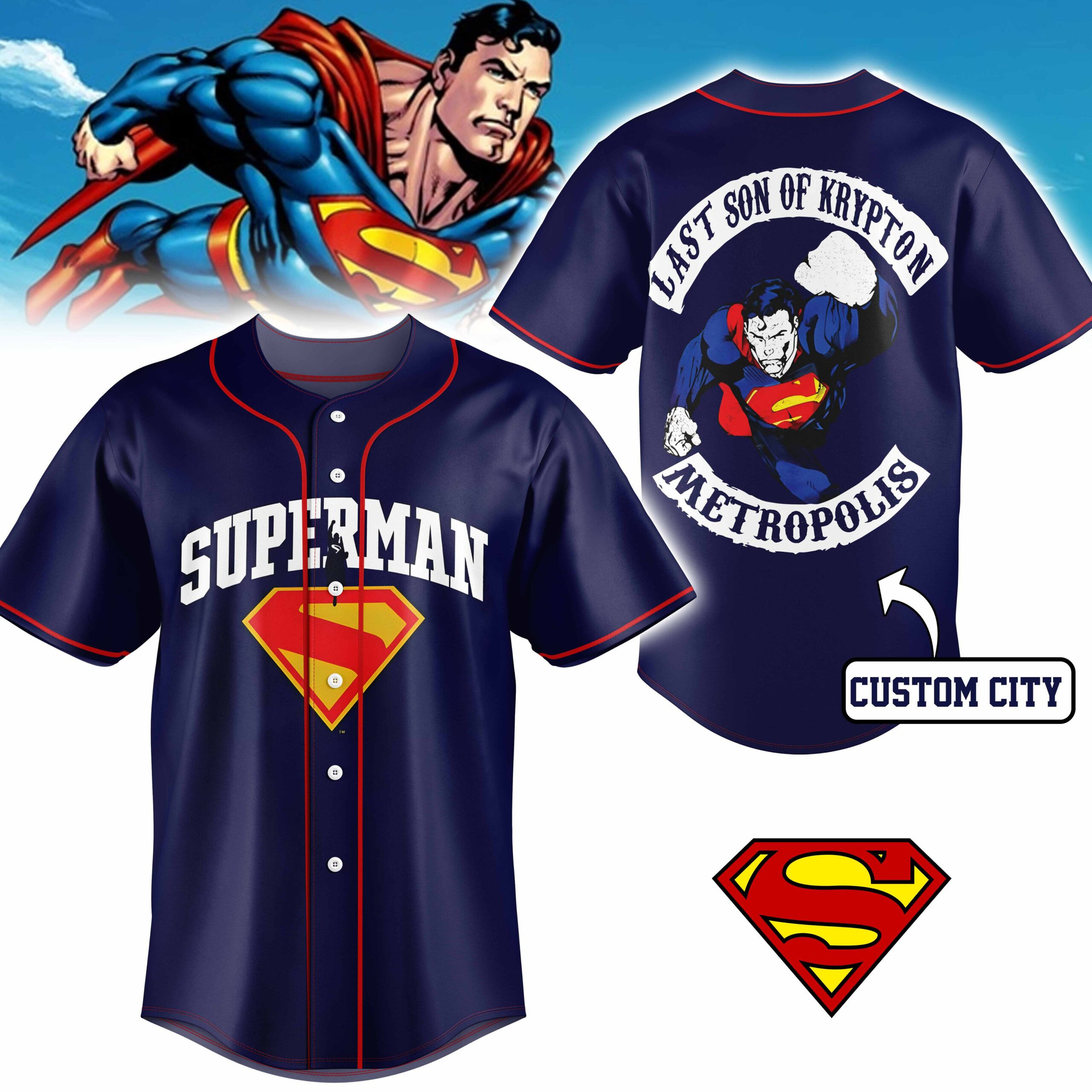 Superman Movie Personalized Baseball Jersey For Fans-1