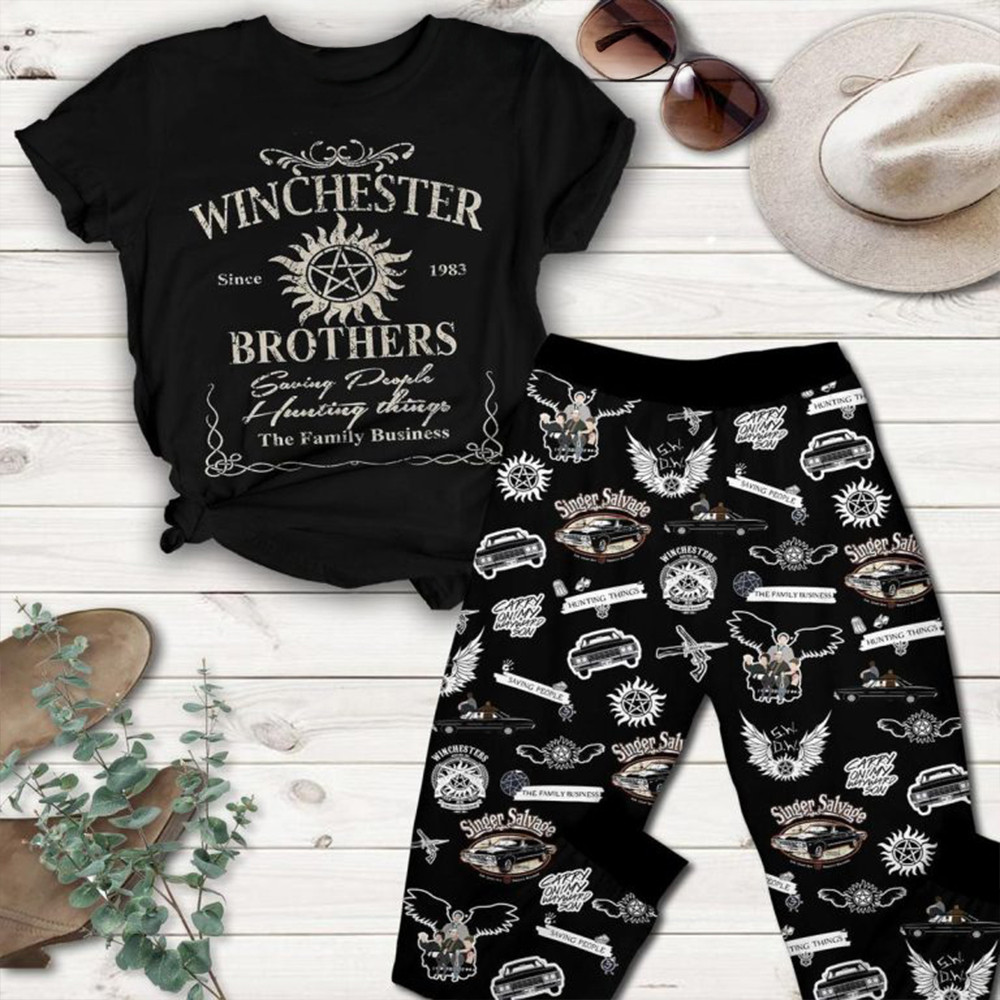 Supernatural Winchester Brothers Saving People The Family Pajamas Set Gifts For Band Fans-1