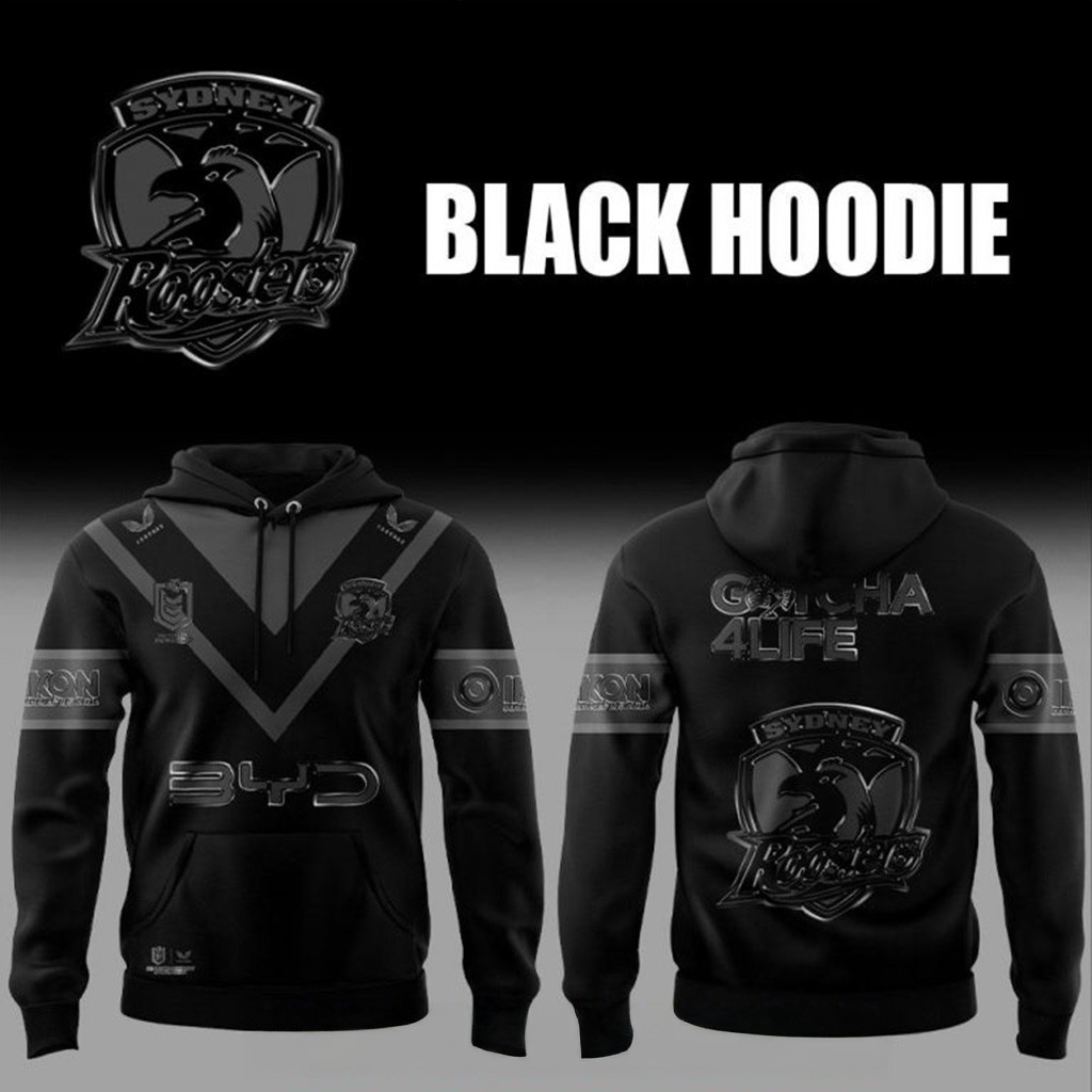 Sydney Roosters Back In Black Special Hoodie Sydney Roosters Merch Gifts For Dad-1