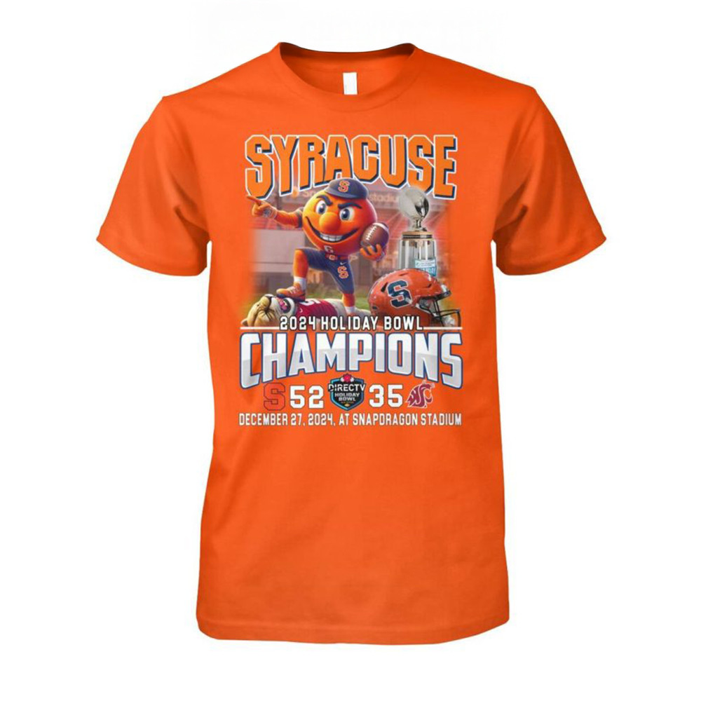 Syracuse Orange 2024 Holiday Bowl Champions Snapdragon Stadium T-Shirt Basketball Fans Gift-1 Syracuse Orange 2024 Holiday Bowl Champions Snapdragon Stadium T-Shirt Basketball Fans Gift-1