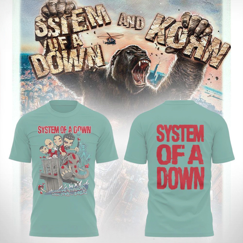System Of A Down And Korn Wake Up Stadium Tour 2025 X NYC T-Shirt Fan Merch Dad Gifts-1