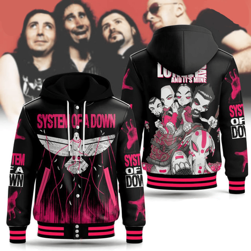 System Of A Down Hooded Varsity Jacket System Of A Down Merch Dad Gifts For Father's Day 2025-1