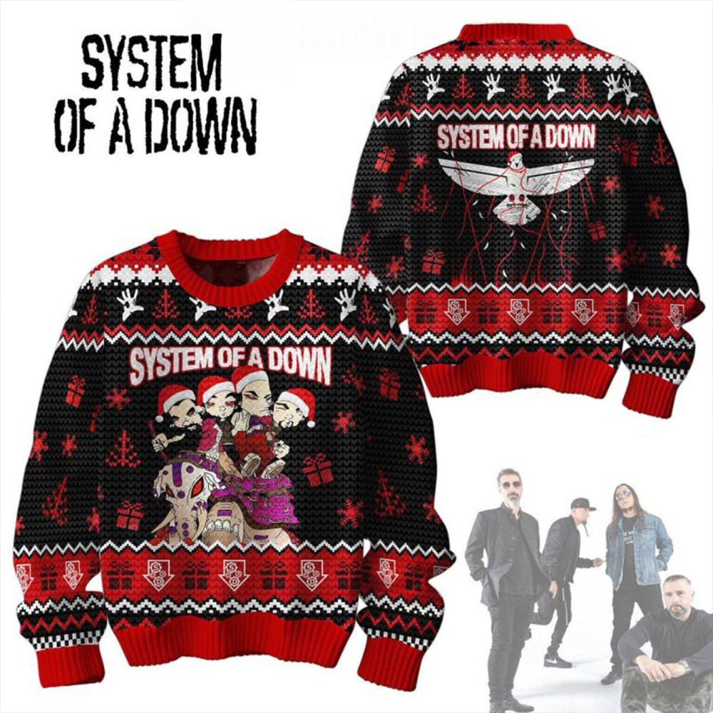 System Of A Down Merry 2024 Christmas Ugly Sweater Gifts For Fans-1