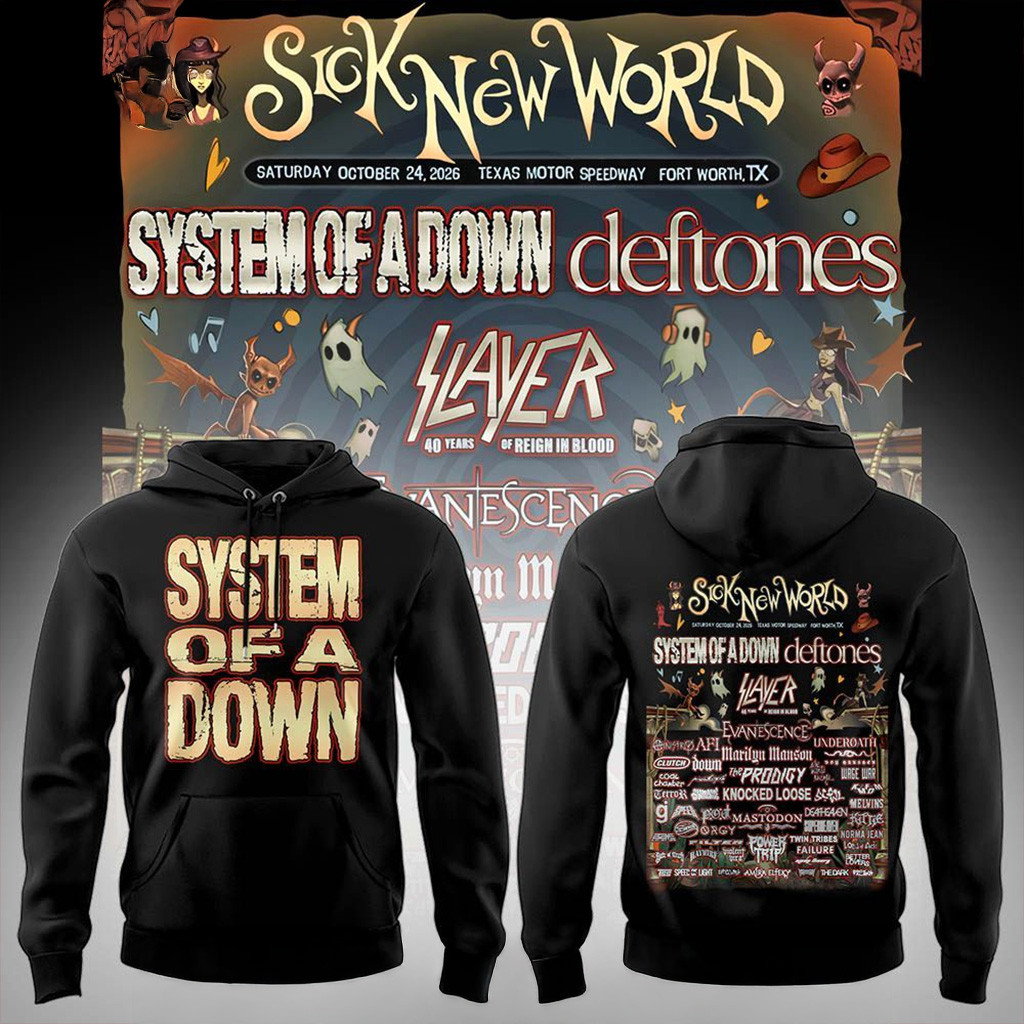 System Of A Down Sick New World Tour 2026 Hoodie Fan Merch Gift For Husband-1