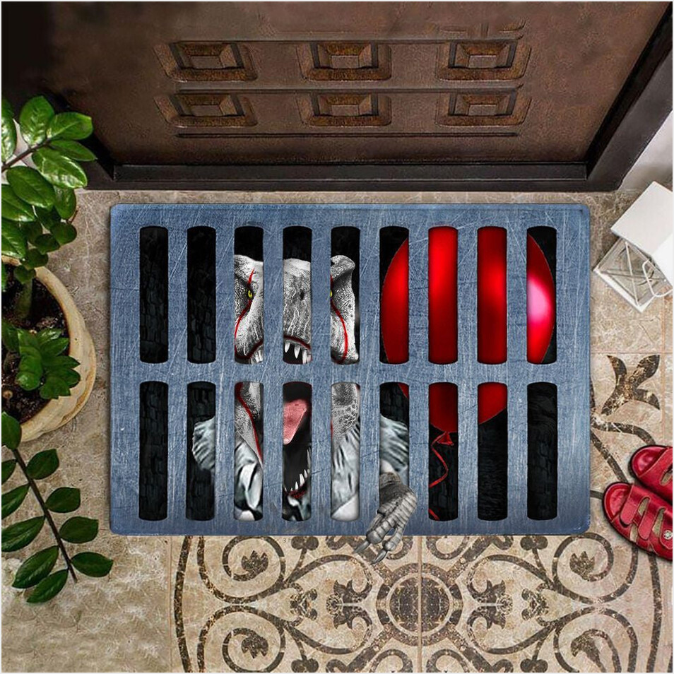 T-Rex Halloween Doormat Unique Clown Parody Indoor Halloween Kitchen Floor Mat Decor-1
