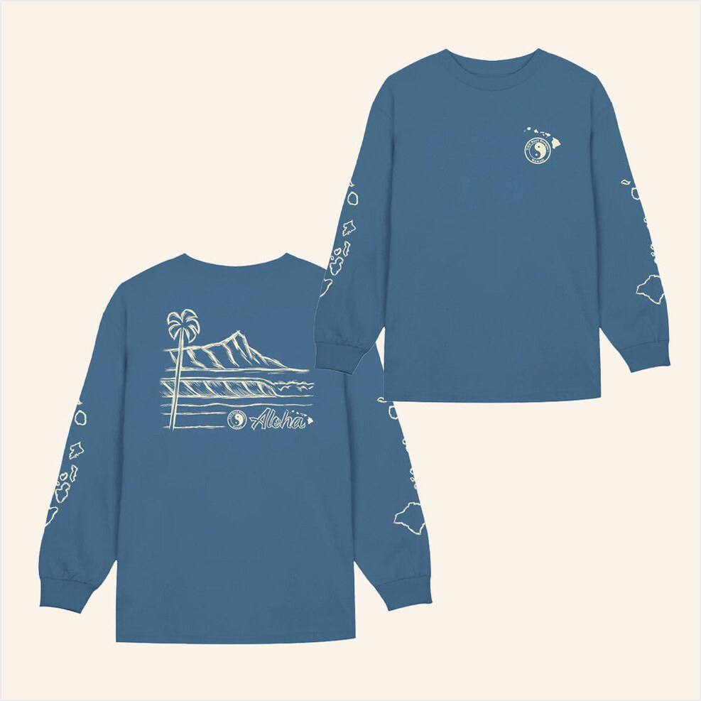 TC Surf Merch Sketch Diamond Head Scenic Long Sleeve Shirt Gift Ideas For Him Gifts For Besties-1