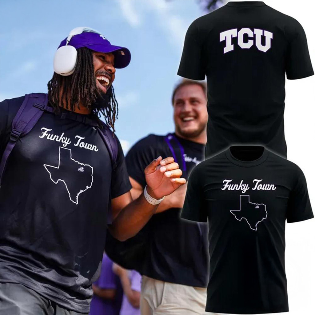 TCU Horned Frogs Football Funky Town 2025 Shirt TCU Horned Frogs Merch Gift For Fans-1 TCU Horned Frogs Football Funky Town 2025 Shirt TCU Horned Frogs Merch Gift For Fans-1