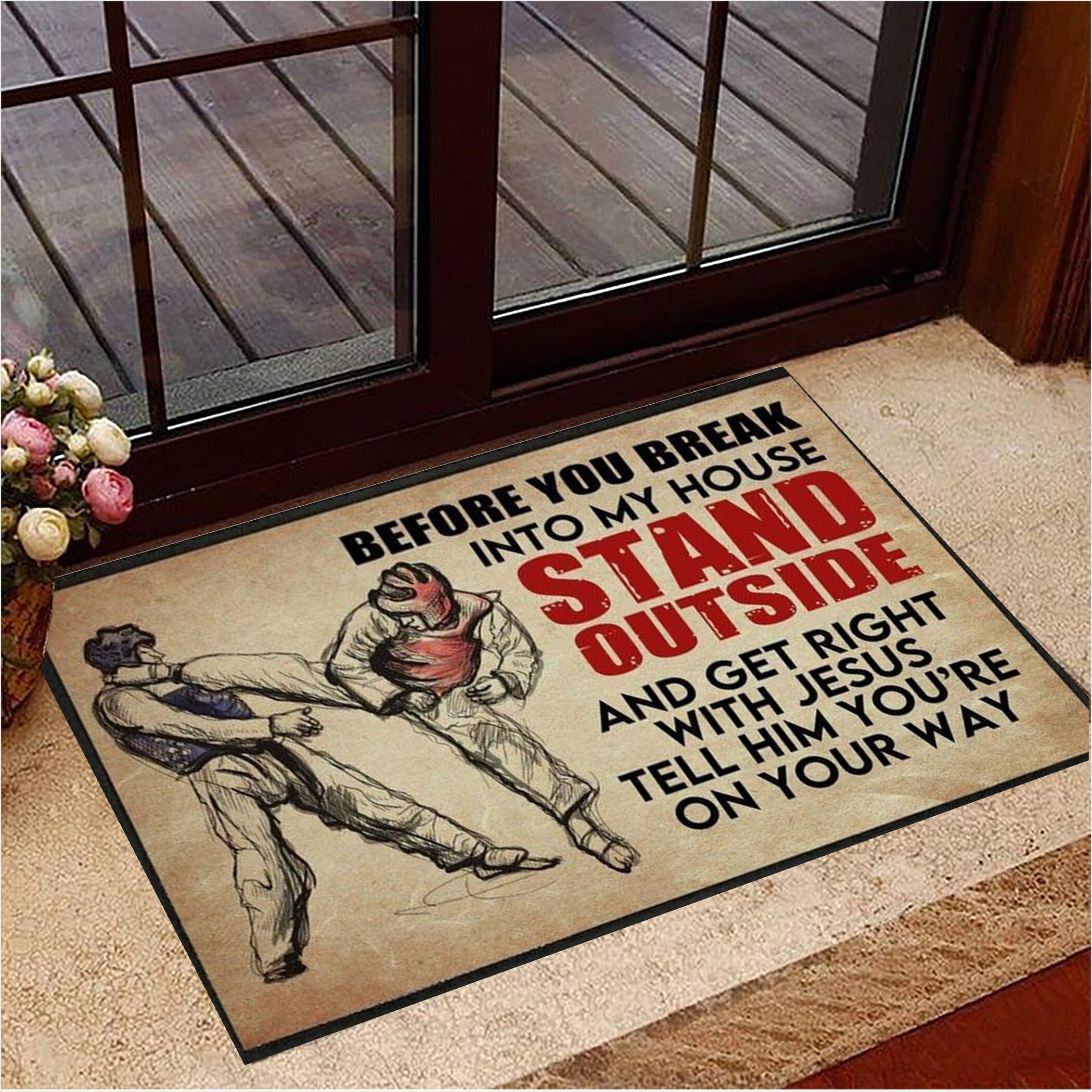 Taekwondo Before You Break Into My House Doormat Unique Taekwondo Related Gifts Gifts For Fans-1