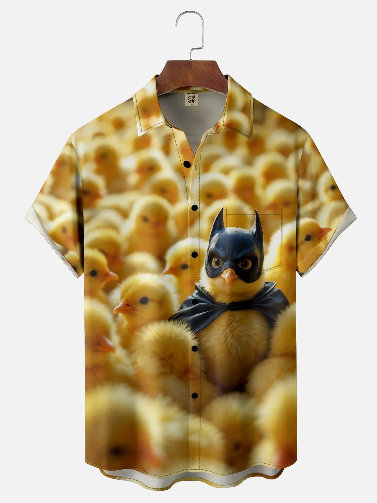 Tall Size Moisture-wicking Chicken Bat Funny Chest Pocket Casual Shirt-1