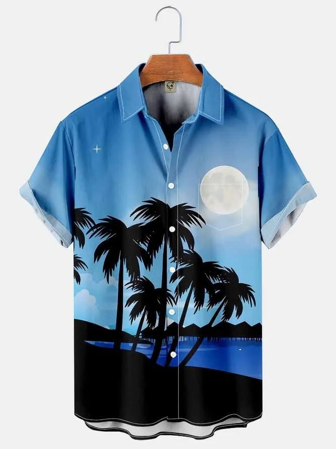 Tall Size Moisture-wicking Palm Tree Chest Pocket Hawaiian Shirt Best Presents For Grandmas-1