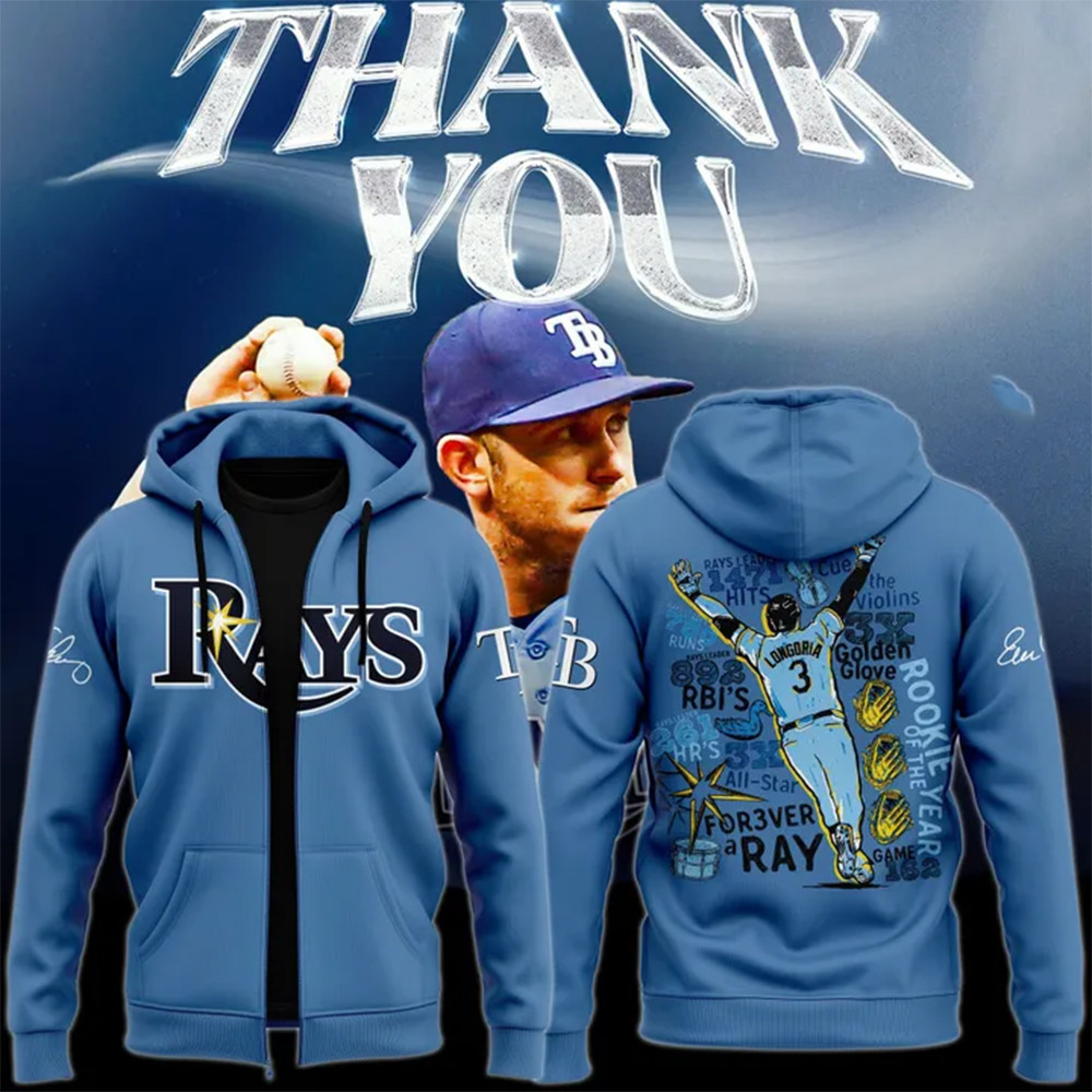 Tampa Bay Rays Evan Longoria Thank You For The Memories Signatures Zip Hoodie Gifts For Husband-1
