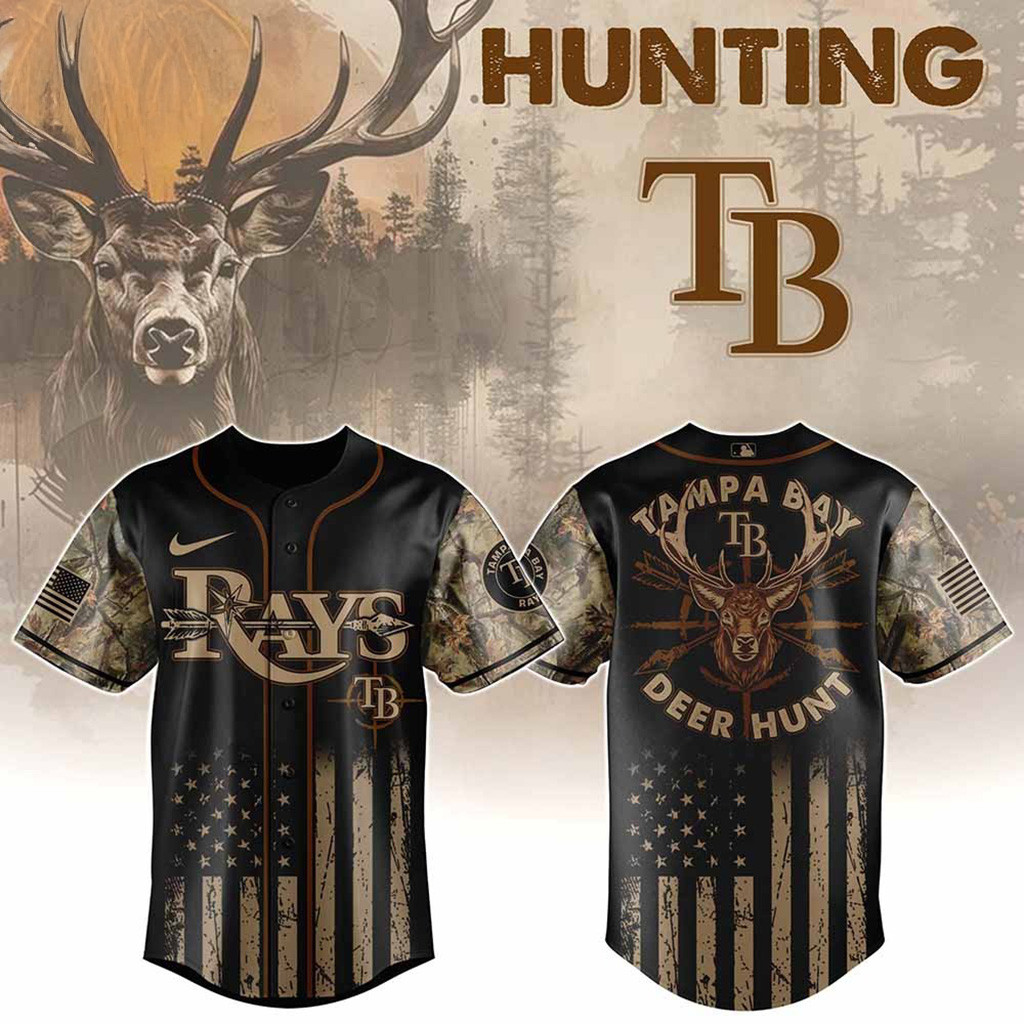 Tampa Bay Rays MLB X Deer Hunting Baseball Jersey Rays Merch Best Gifts For Deer Hunters-1
