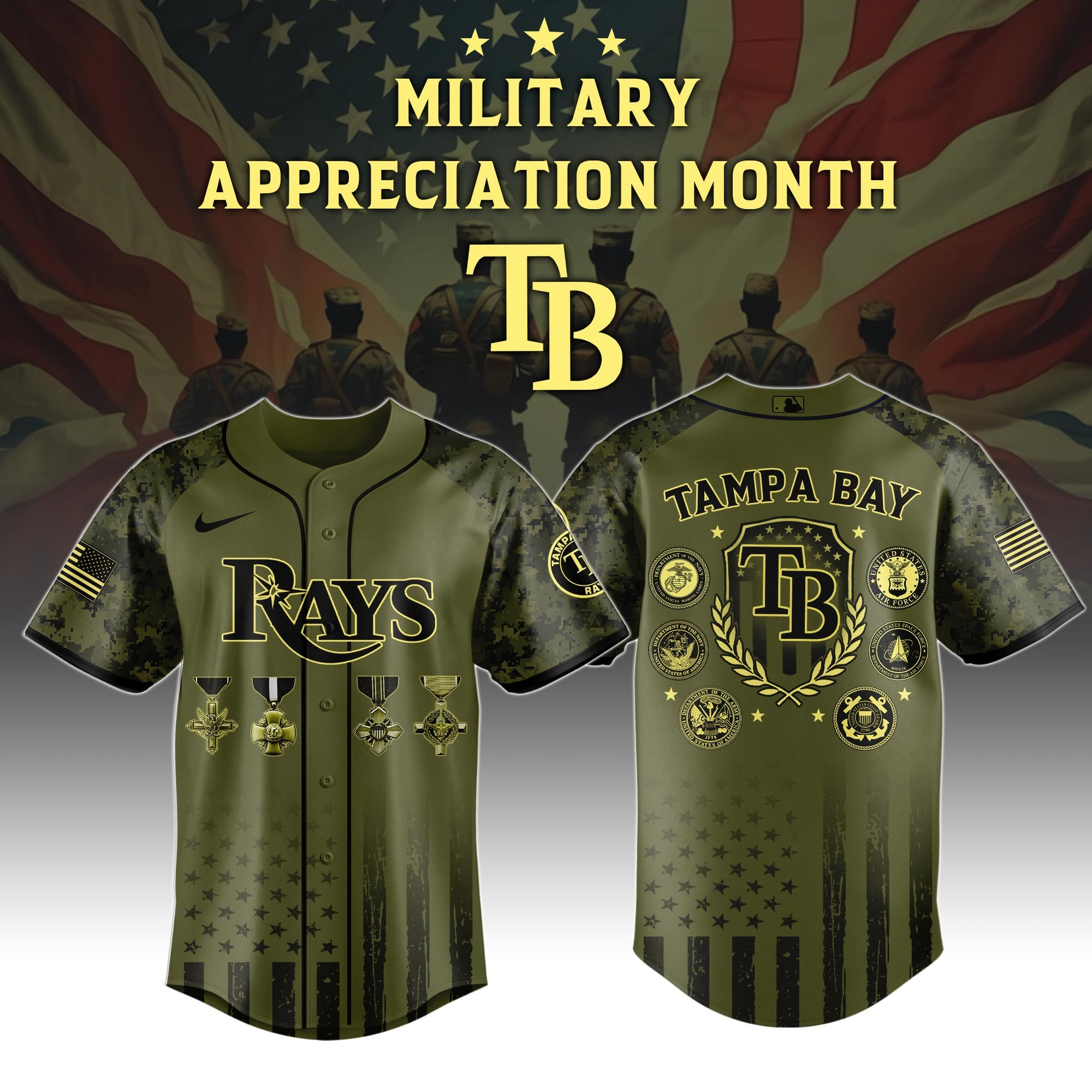Tampa Bay Rays MLB x Military Appreciation Month Special Edition Jersey 2025-1