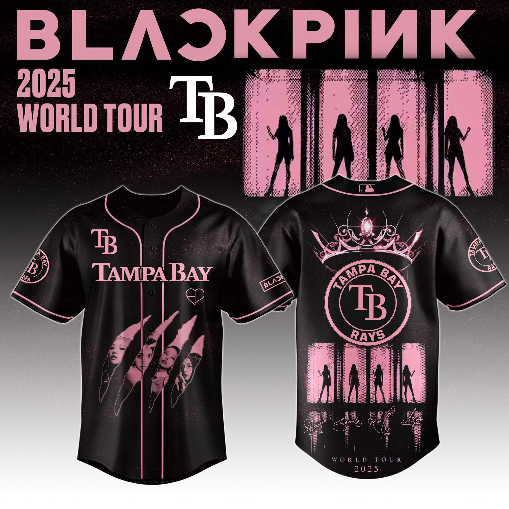 Tampa Bay Rays Mlb X Black Pink World Tour Baseball Jersey For Fans Rays Merch-1