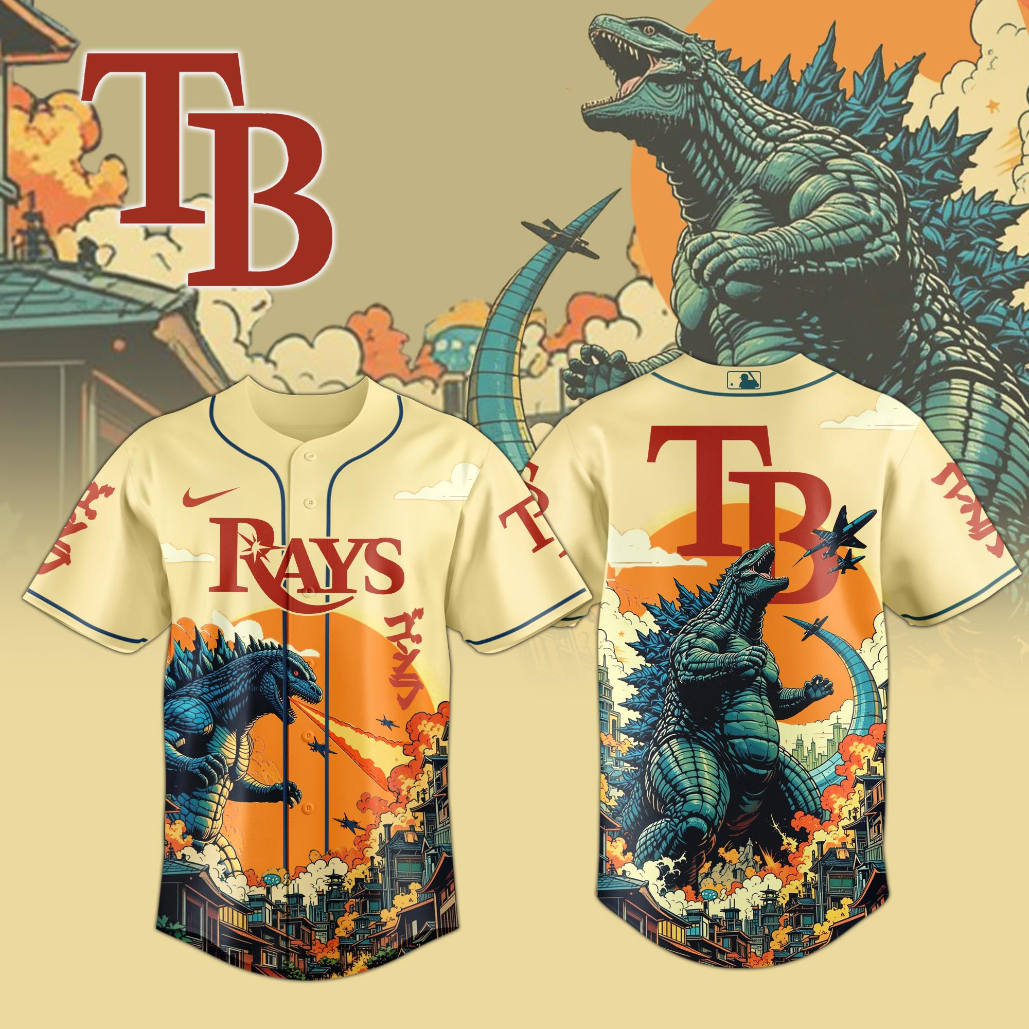 Tampa Bay Rays Mlb X Godzilla New Baseball Jersey For Fans-1