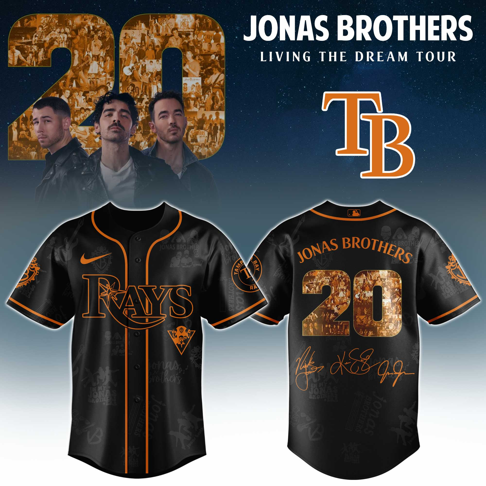 Tampa Bay Rays Mlb X Jonas Brothers Tour Personalized Baseball Jersey For Fans-1