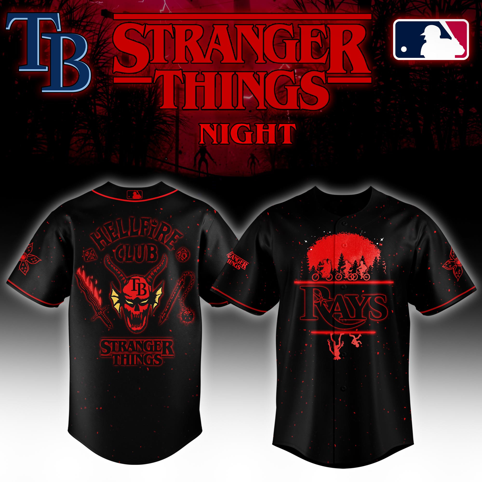 Tampa Bay Rays Mlb X Stranger Things Night Baseball Jersey For Fans-1