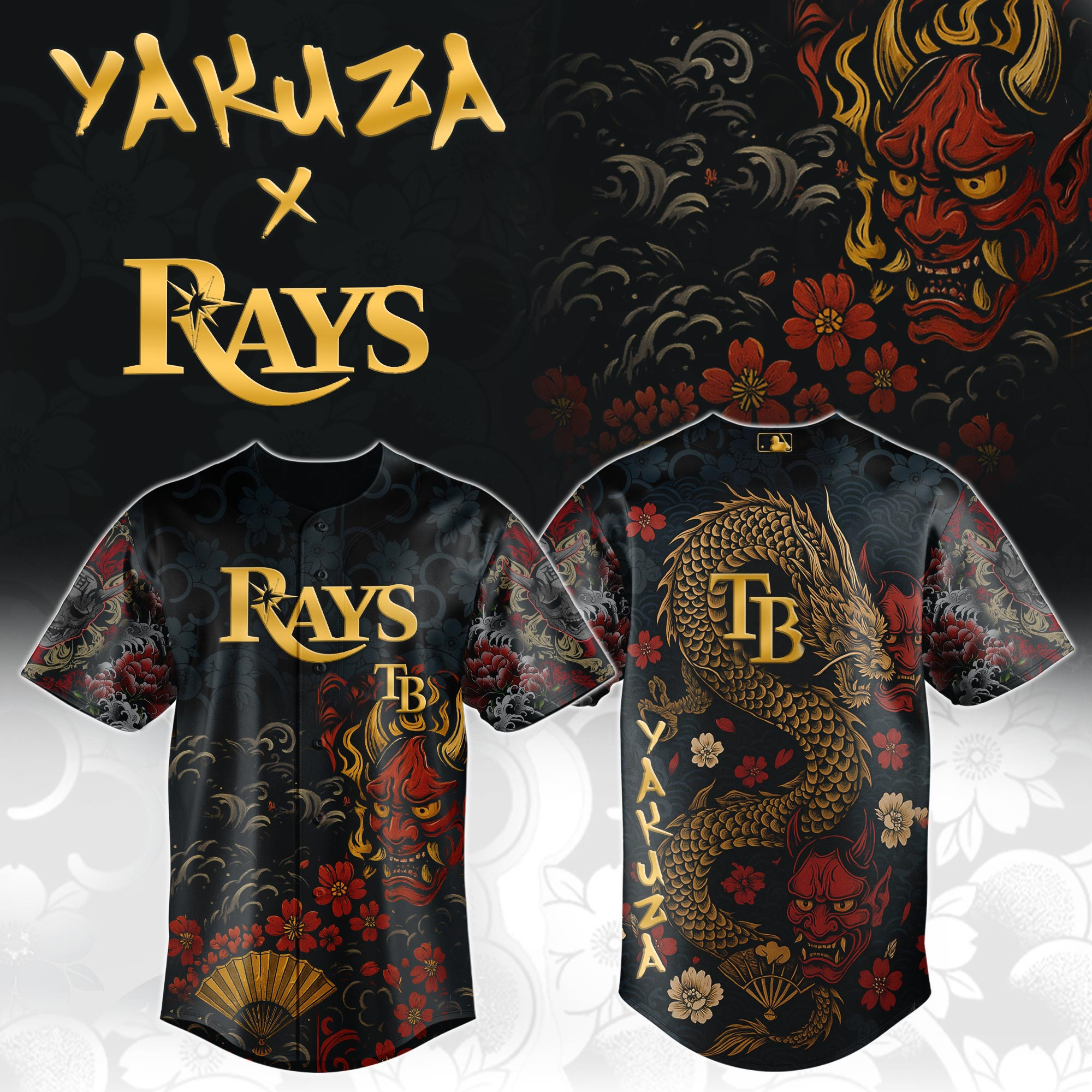 Tampa Bay Rays Mlb X Yakuza Dragon Oni Baseball Jersey For Fans-1