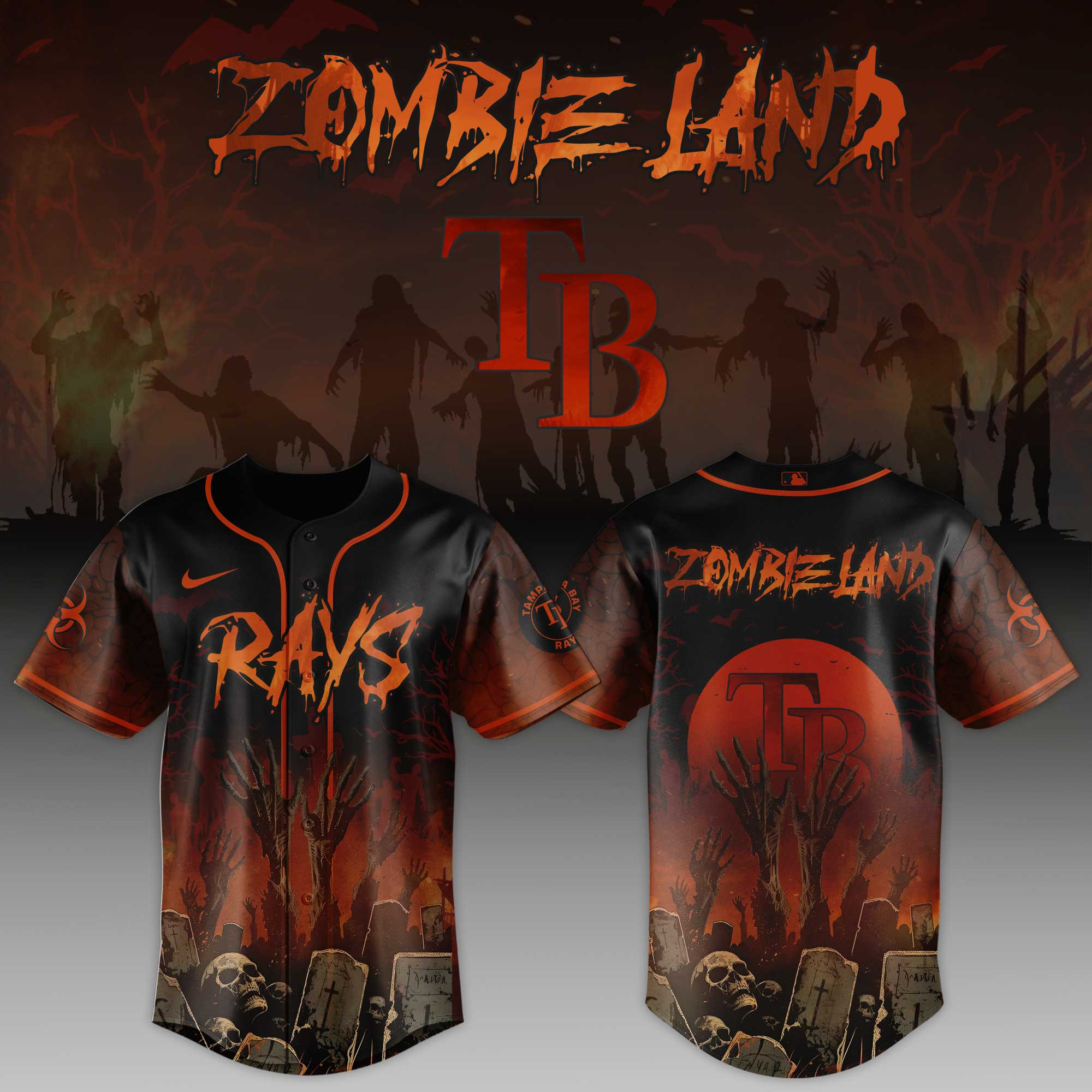 Tampa Bay Rays Mlb X Zombie Land Baseball Jersey For Fans-1