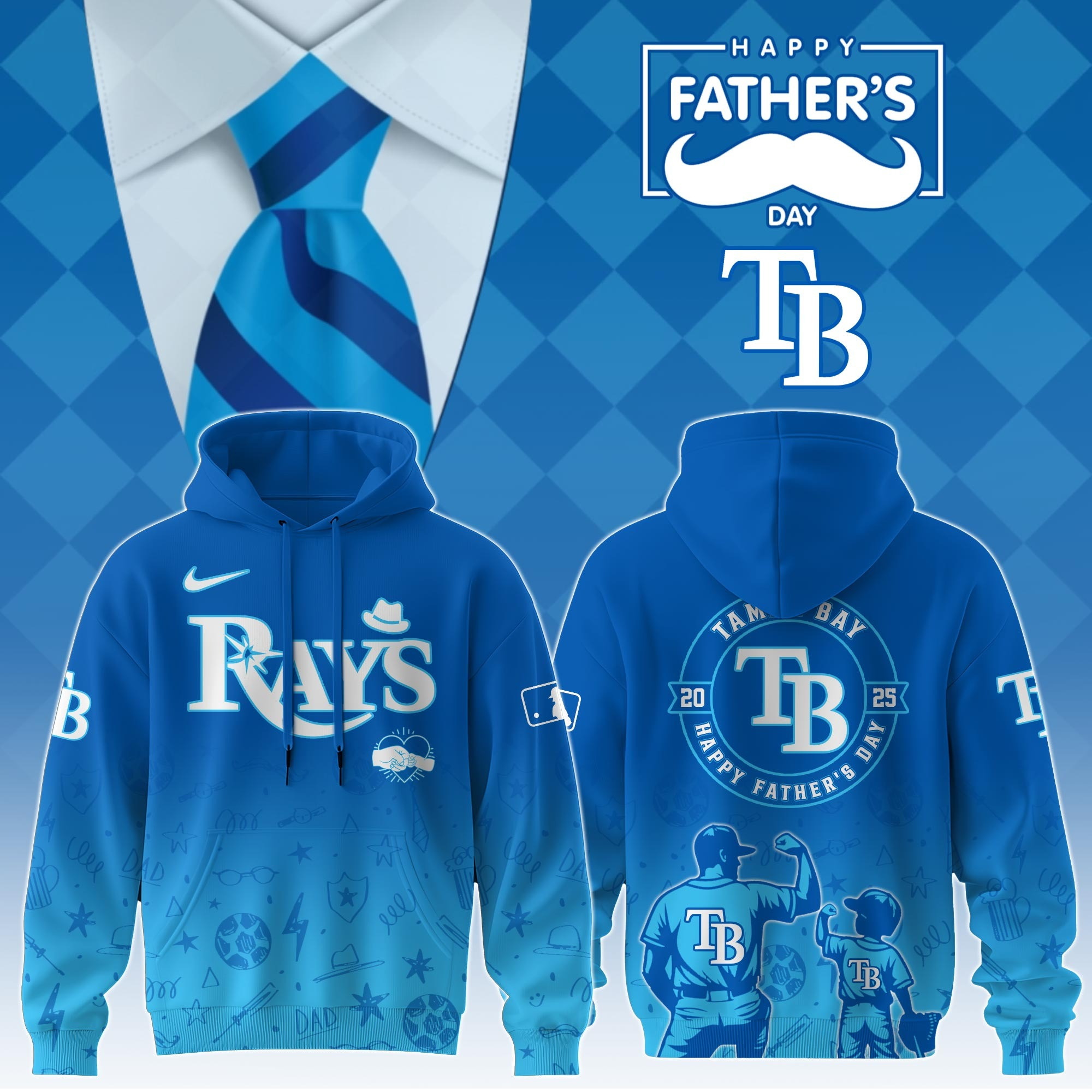 Tampa Bay Rays Special Father's Day 2025 Limited Edition Hoodie Tampa Bay Rays Merch-1