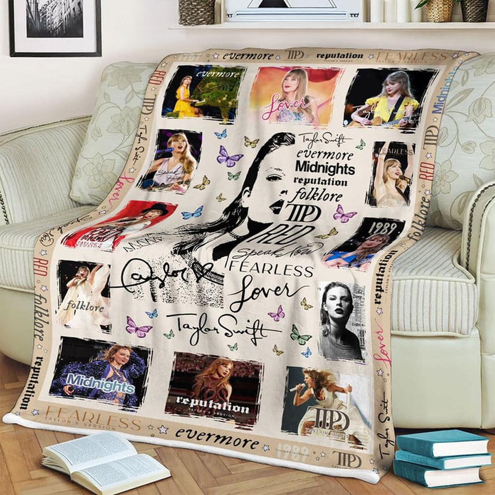 Taylor Swift All The Album Eras Fan Blanket Taylor Swift Blanket Swifties Merch-1 Taylor Swift All The Album Eras Fan Blanket Taylor Swift Blanket Swifties Merch-1