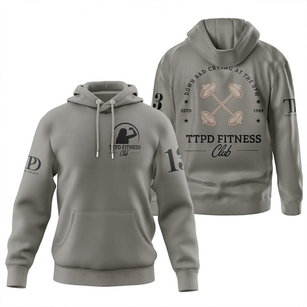 Taylor Swift Down Bad Crying At The Gym Hoodie TTPD Fitness Club Fan Hoodie Gifts For Swifties-1