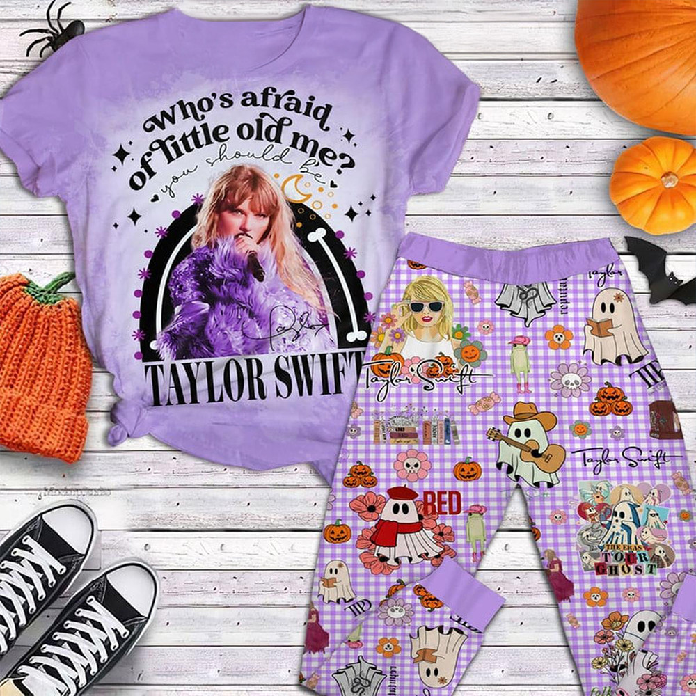Taylor Swift Halloween T-Shirt And Long Pants Set Swifties Merch Whos Afraid Of Little Old Me-1