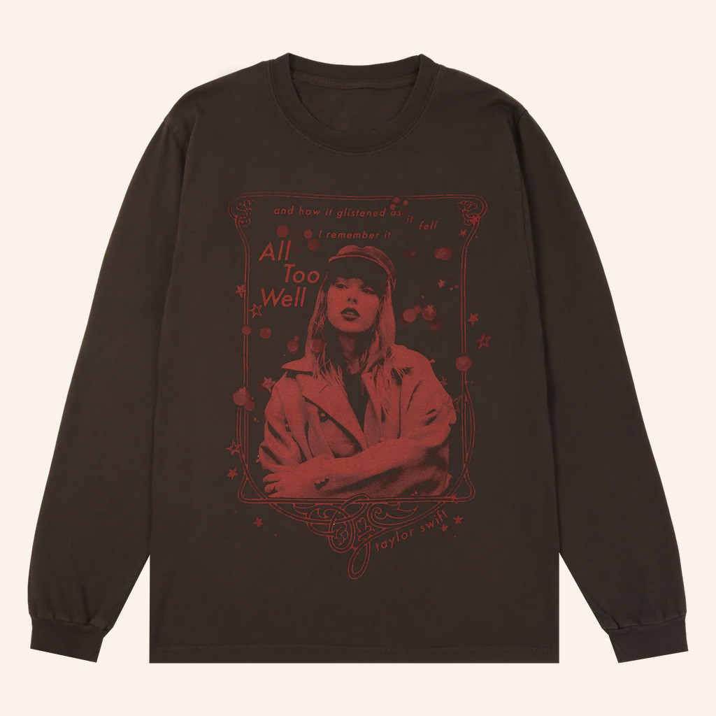 Taylor Swift Merch Red Taylor's Version Glistened As It Fell Long Sleeve T-Shirt Swifties Gifts-1