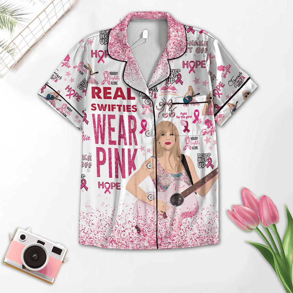 Taylor Swift Real Swifties Wear Pink In October Pajamas Set Swifties Merch Gifts For Fan-1