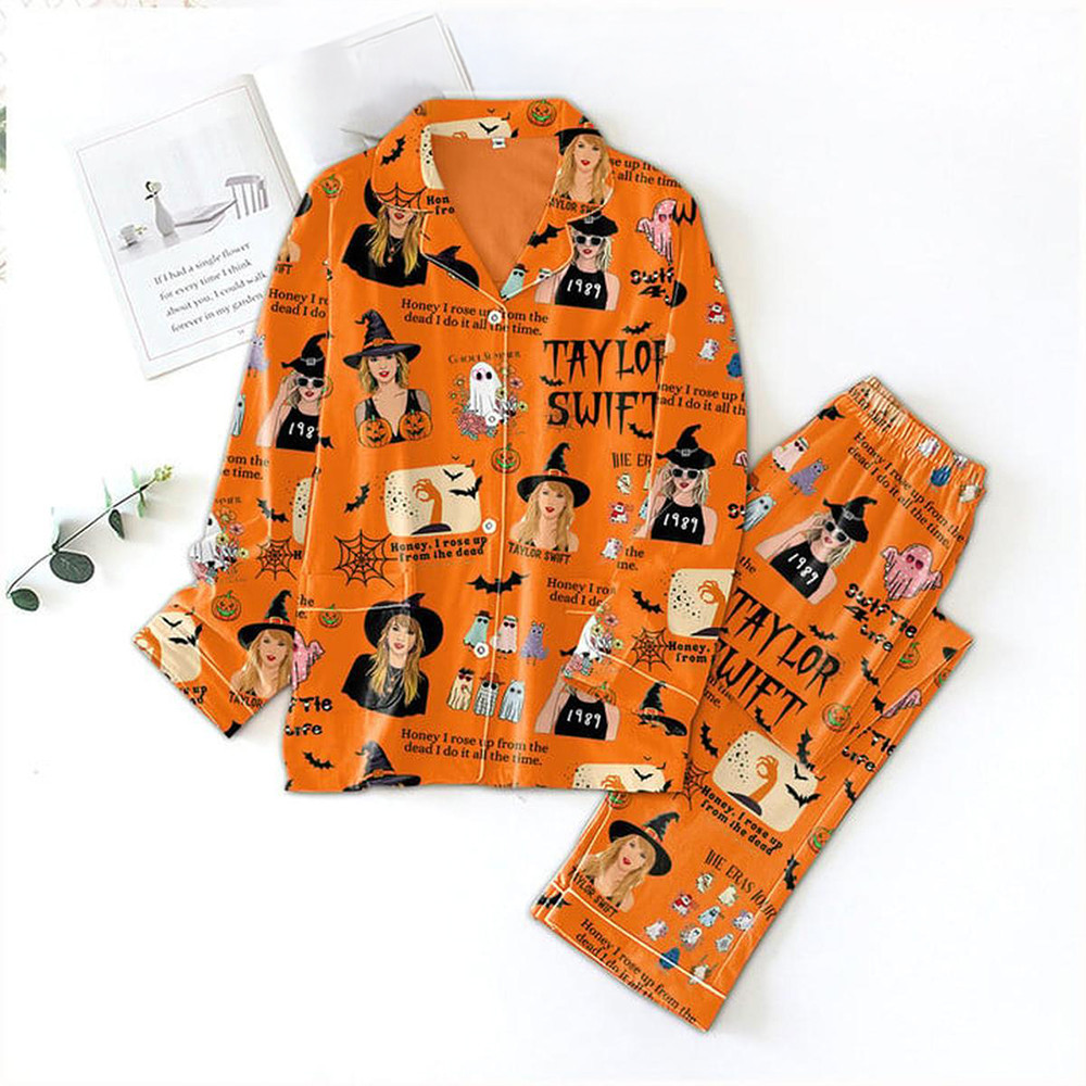 Taylor Swift Rising From The Dead Halloween Long Sleeve Pajamas Set Halloween Gifts For Swifties-1