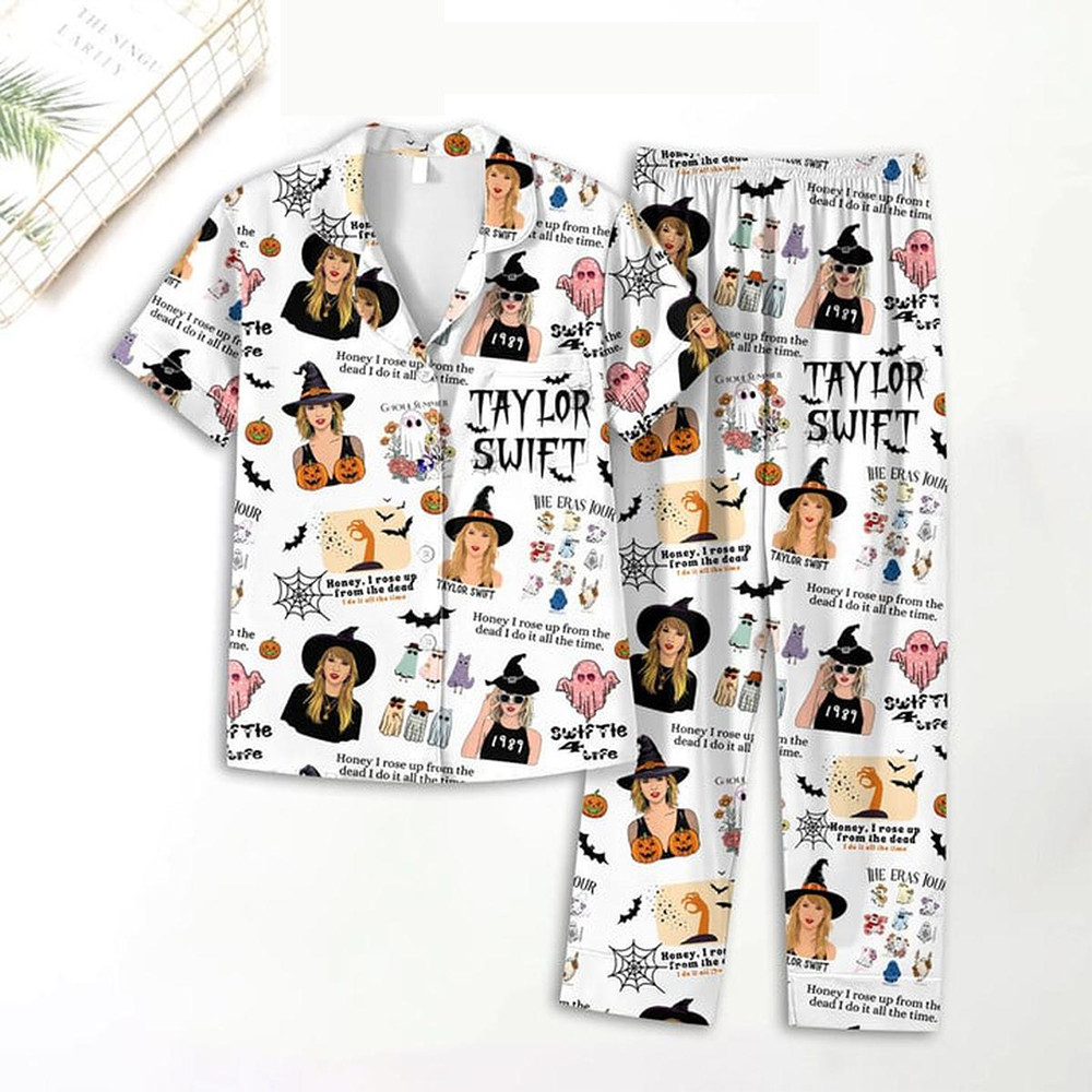 Taylor Swift Rising From The Death Halloween Pajamas Set Halloween Gifts For Taylor Fans-1