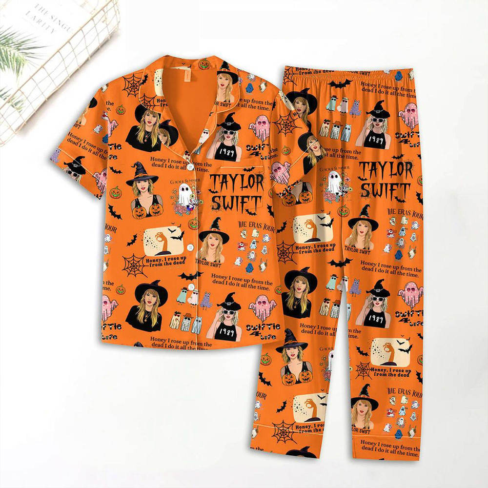 Taylor Swift Rising From The Death Halloween Polyester Pajamas Set Halloween Gifts For Swifties-1