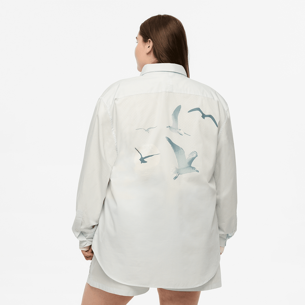 Taylor Swift Summer Merch 1989 Taylor's Version Blue Stripe Poplin Shirt Gifts For Swifties-1