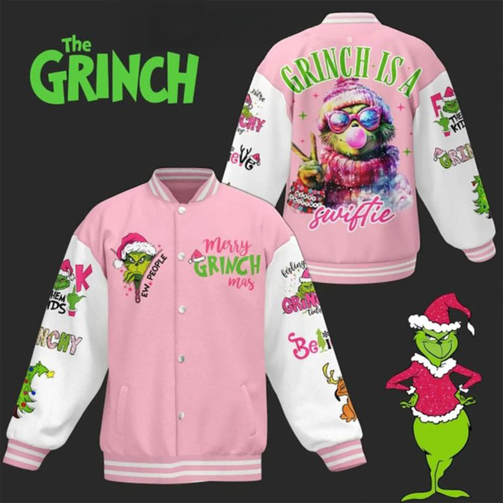 Taylor Swift The Grinch Grinchmas Grinch Is A Swiftie 2024 Baseball Jacket Gifts For Swifties-1