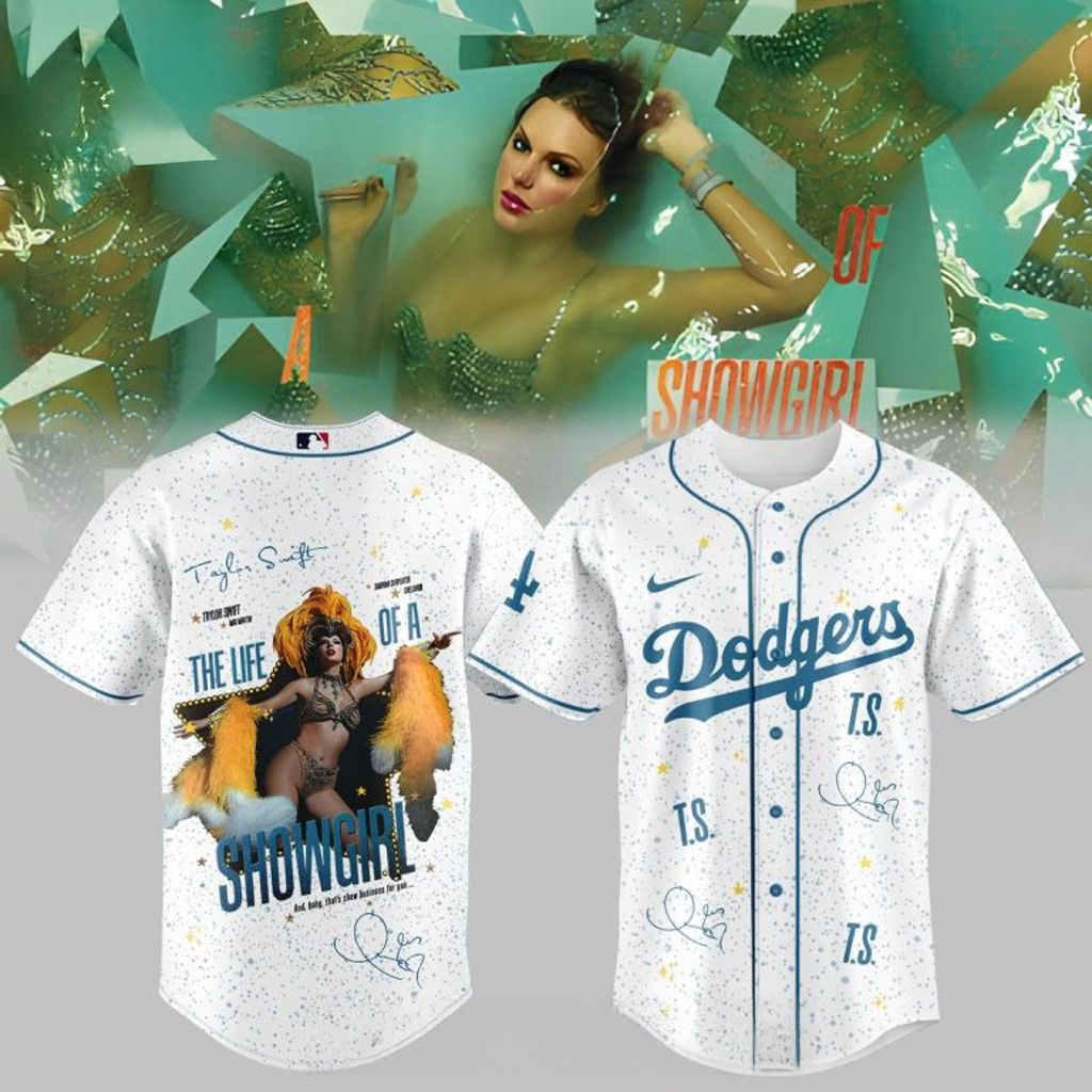 Taylor Swift The Life Of A Showgirl x Dodgers 2025 Jersey Fan Merch Christmas Gifts For Swifties-1