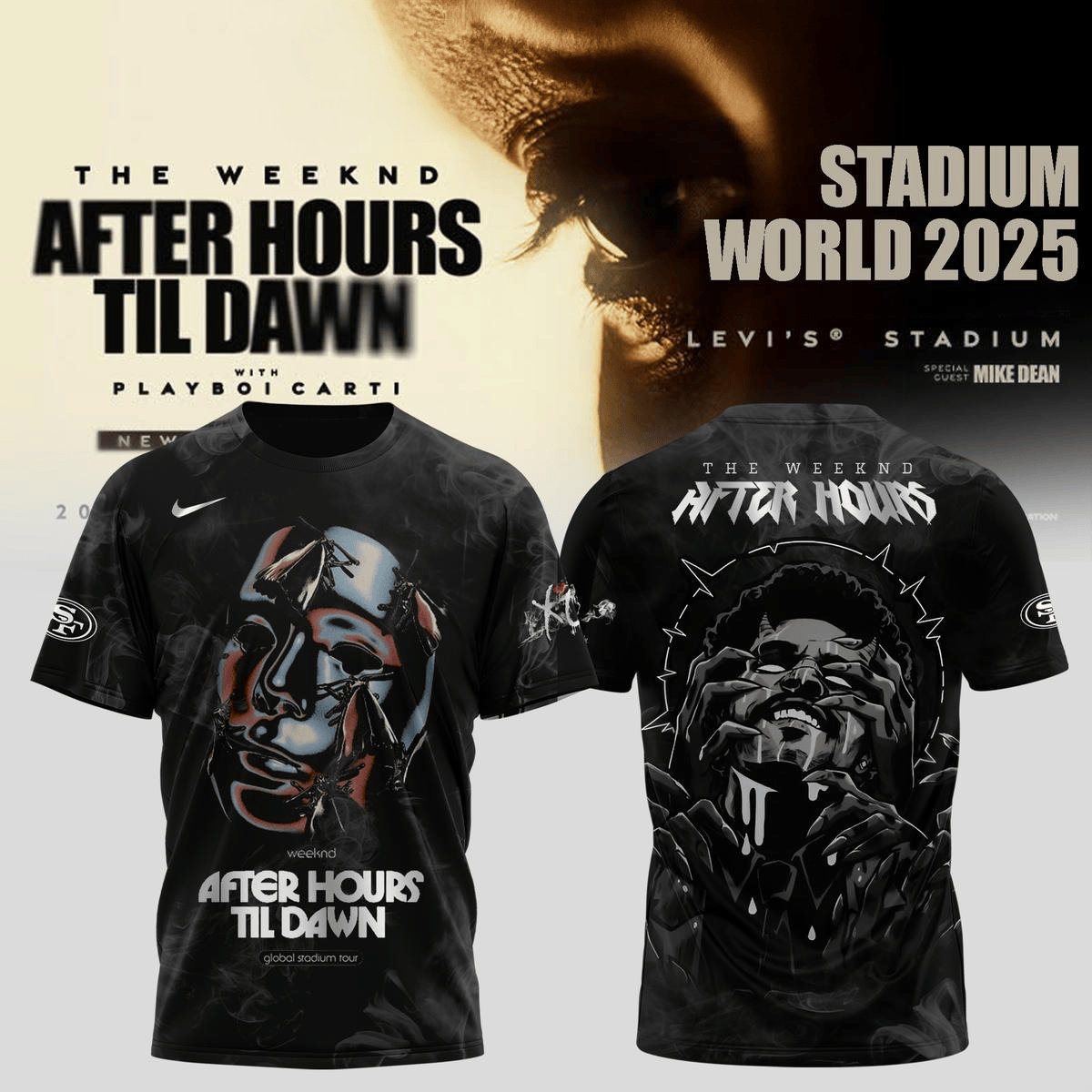 Team NFL X The Weeknd World Tour 2025 T-Shirt NFL Merch Gifts For Fans-1