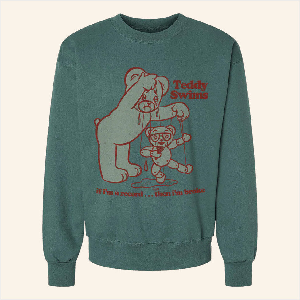 Teddy Swims Merch Broken Record Crewneck Sweatshirt Gifts For Besties Birthday Gifts For Sister-1