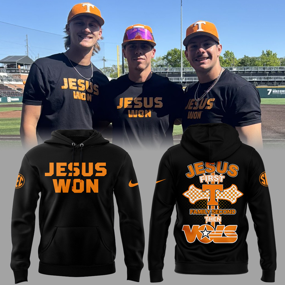 Tennessee Baseball JESUS WON Hoodie Cool Baseball Gifts-1