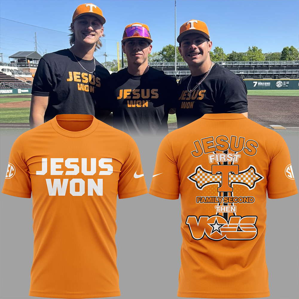 Tennessee Baseball JESUS WON Shirt Best Gifts For Baseball Lovers-1