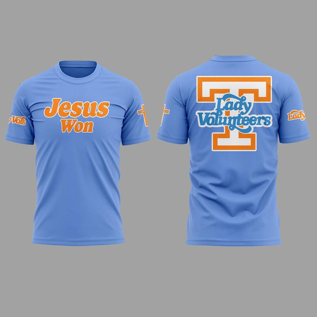 Tennessee Lady Volunteers Softball X Jesus Won 2025 Shirt Volunteers Merch Gifts For Fans-1