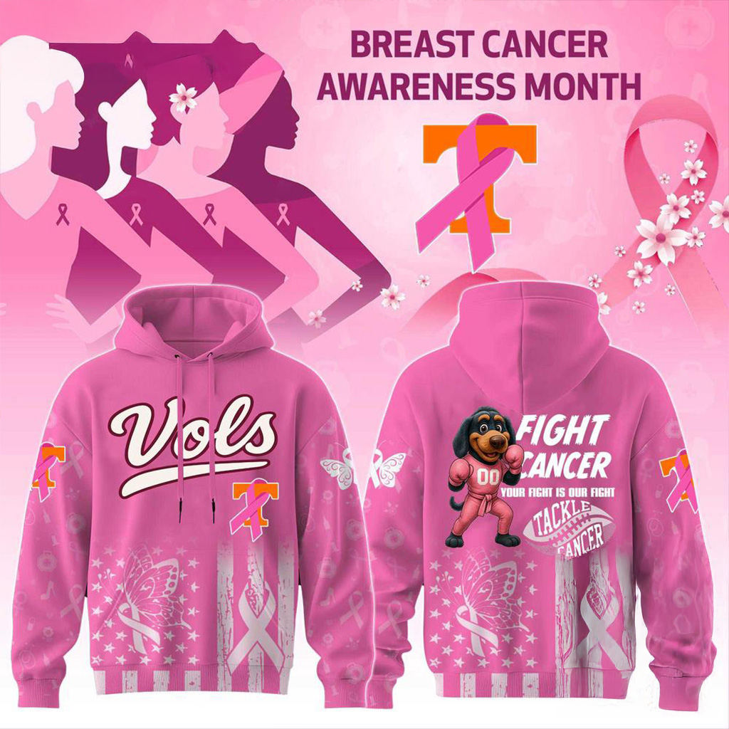 Tennessee Volunteers Football Your Fight Is Our Fight Tackle Cancer 2025 Hoodie Fan Merch-1
