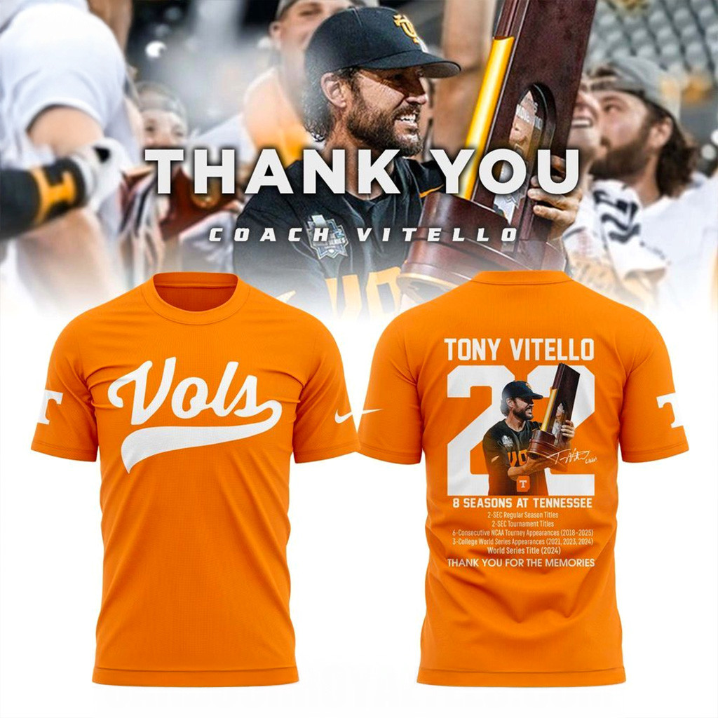 Tennessee Volunteers Thank You Coach Vitello T-Shirt Volunteers Merch Xmas Gifts For Him-1