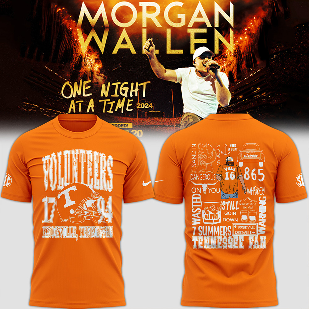 Tennessee x Morgan Wallen Orange T-Shirt Cool Gifts For Baseball Lovers-1