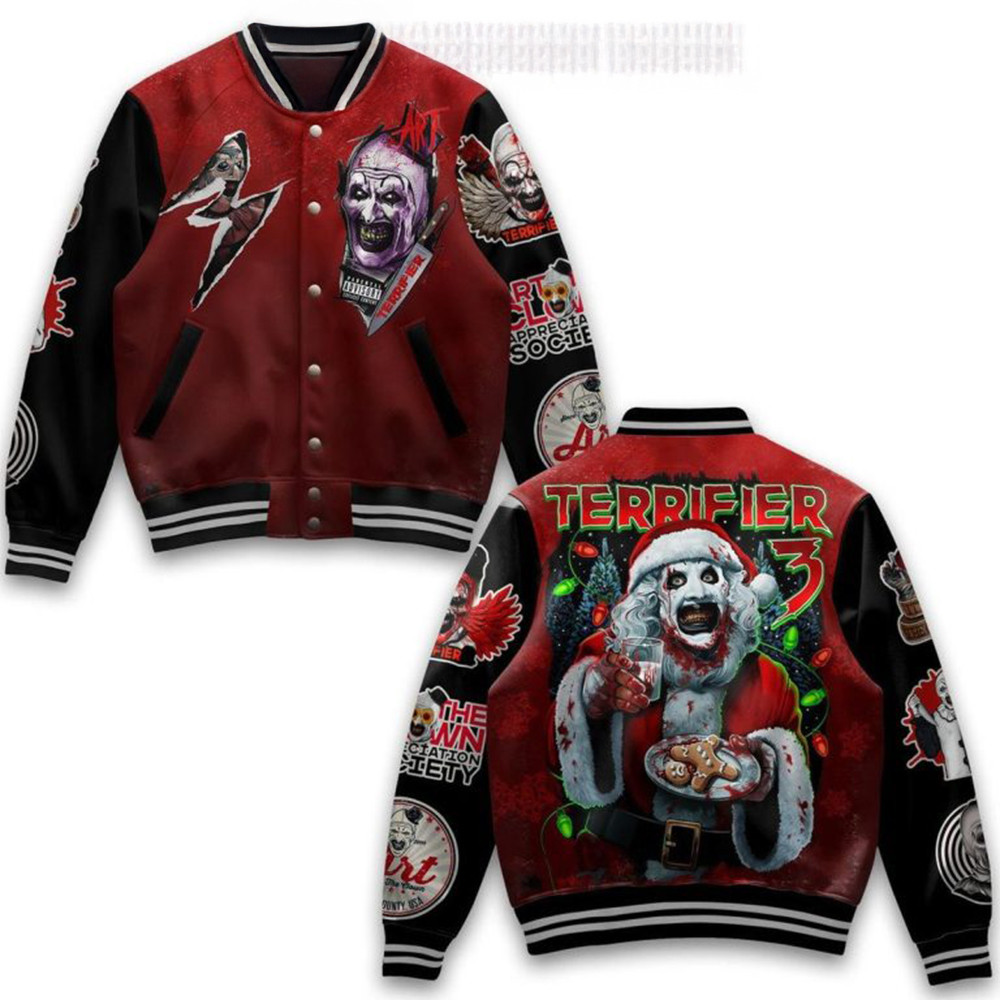 Terrifier Art The Clown Appreciation Society 2024 Baseball Jacket Fans Gifts-1